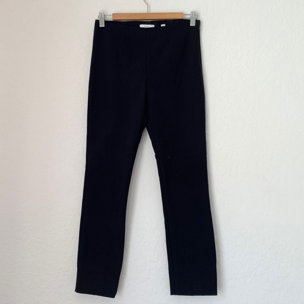 Vince Pants Women M Black Slim Cropped Pintuck Minimalist Chic